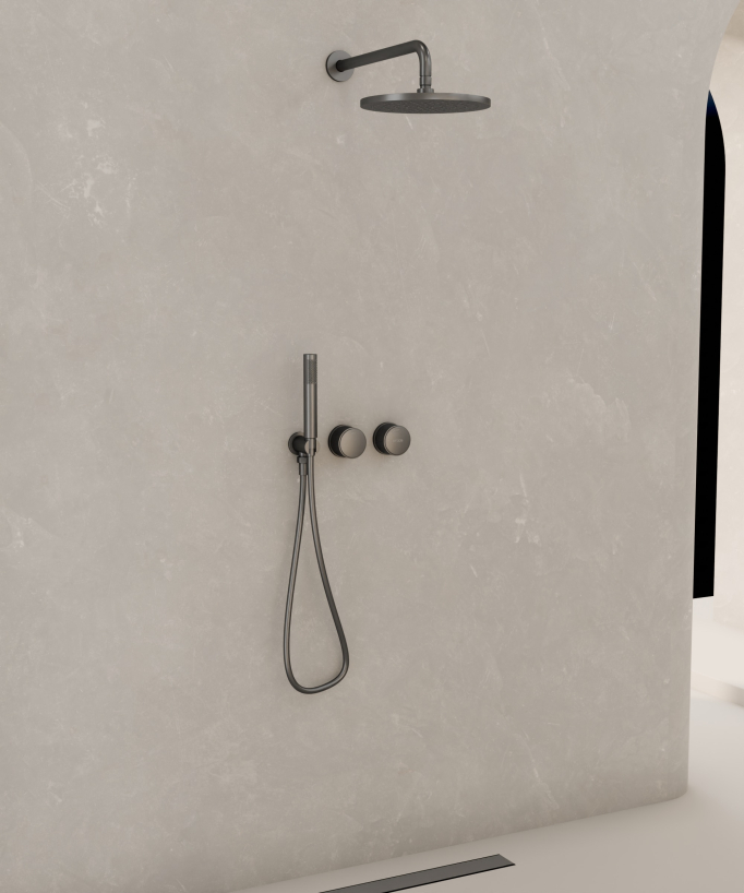 Set doccia incasso senza regolazione di portata Gun metal - Leros