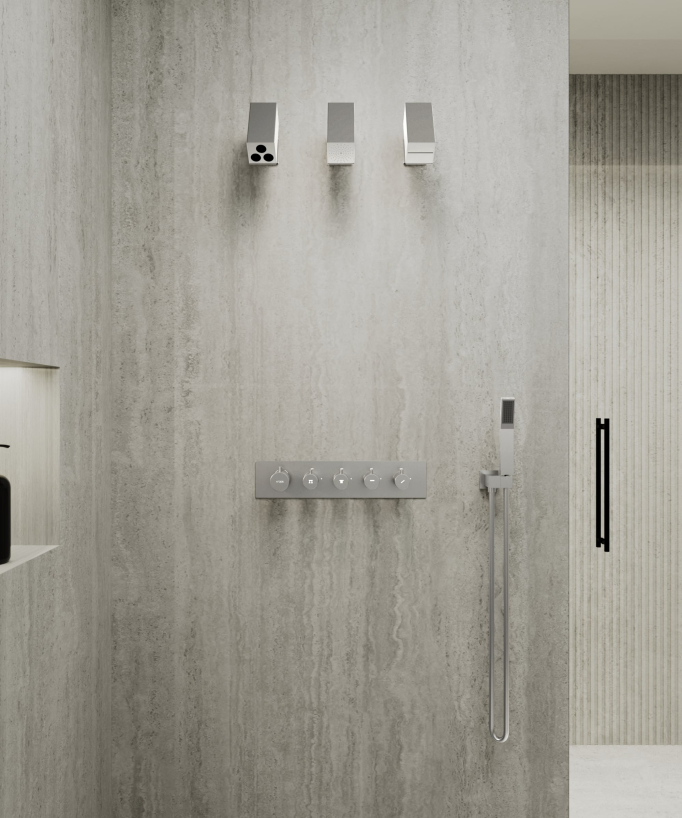 Set miscelatore termostatico multi-funzione con soffione orientabile - Sirius