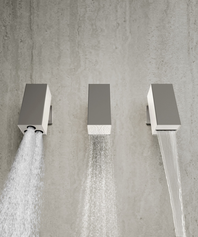 Set miscelatore termostatico multi-funzione con soffione orientabile Nickel spazzolato - Sirius