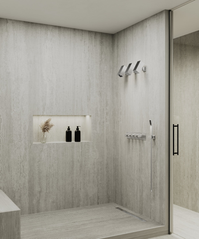 Set miscelatore termostatico multi-funzione con soffione orientabile Nickel spazzolato - Sirius