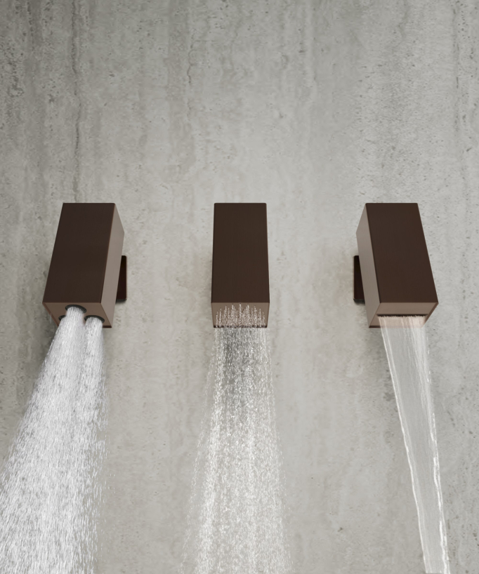 Set miscelatore termostatico multifunzione con soffione orientabile Oro rosa spazzolato - Sirius