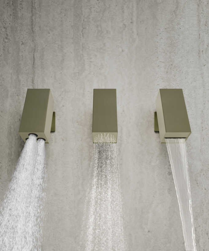 Set miscelatore termostatico multifunzione con soffione orientabile Oro spazzolato - Sirius