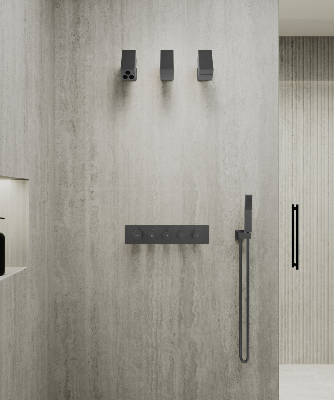 Set miscelatore termostatico multi-funzione con soffione orientabile - Sirius