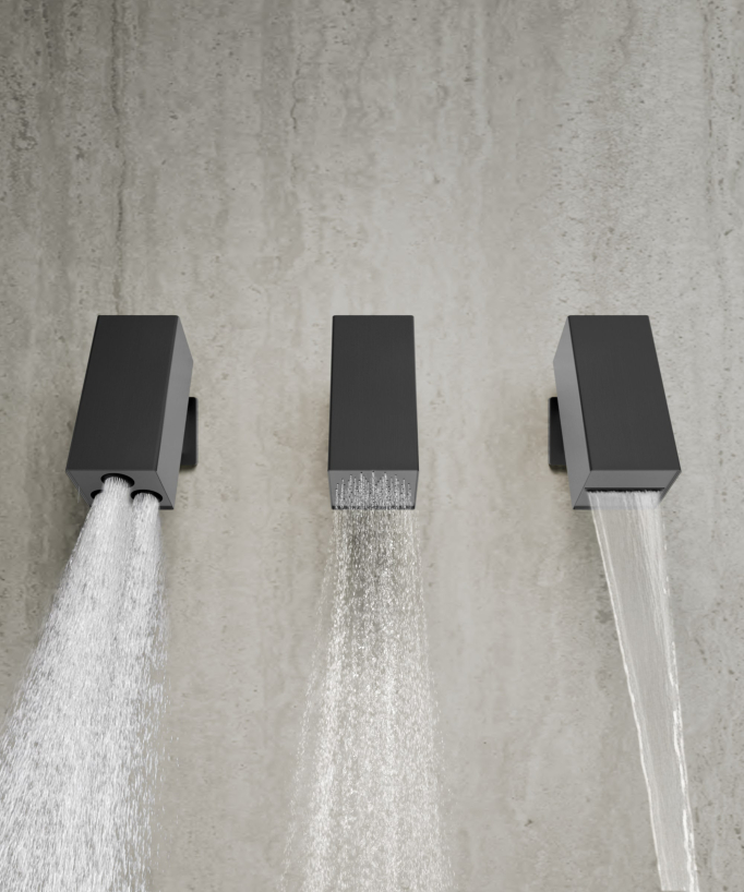 Set miscelatore termostatico multifunzione con soffione orientabile Gun metal - Sirius