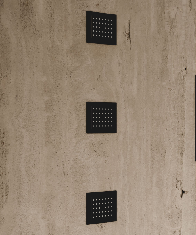 Sistema doccia termostatico a soffitto con getti nascosti 500 mm - Nero