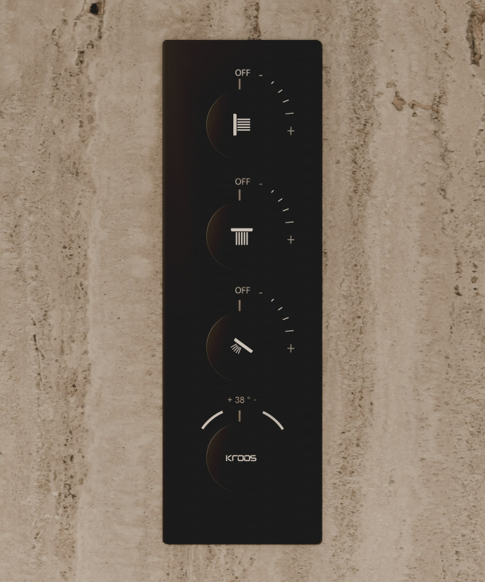 Sistema doccia termostatico a soffitto con getti nascosti 500 mm - Nero