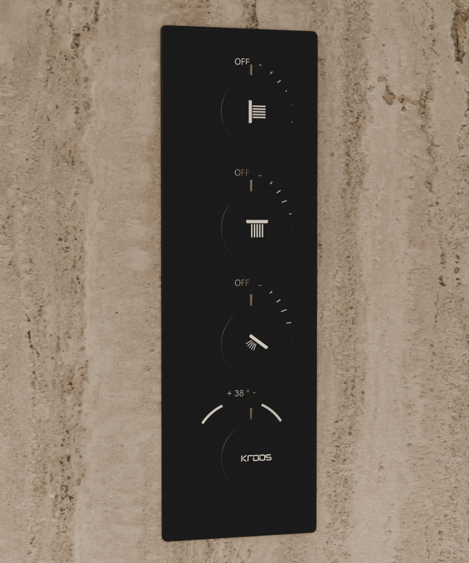 Sistema doccia termostatico a soffitto con getti nascosti 500 mm - Nero