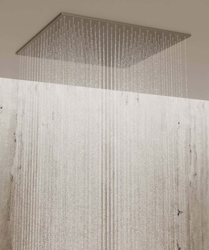 Sistema doccia termostatico a soffitto con getti nascosti 500 mm - Nickel spazzolato