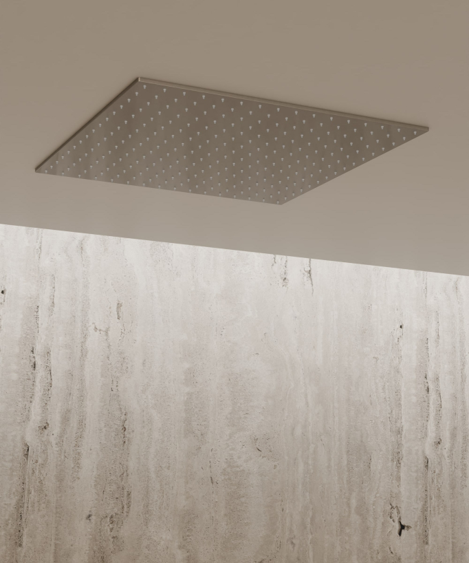 Sistema doccia termostatico a soffitto con getti nascosti 500 mm - Nickel spazzolato