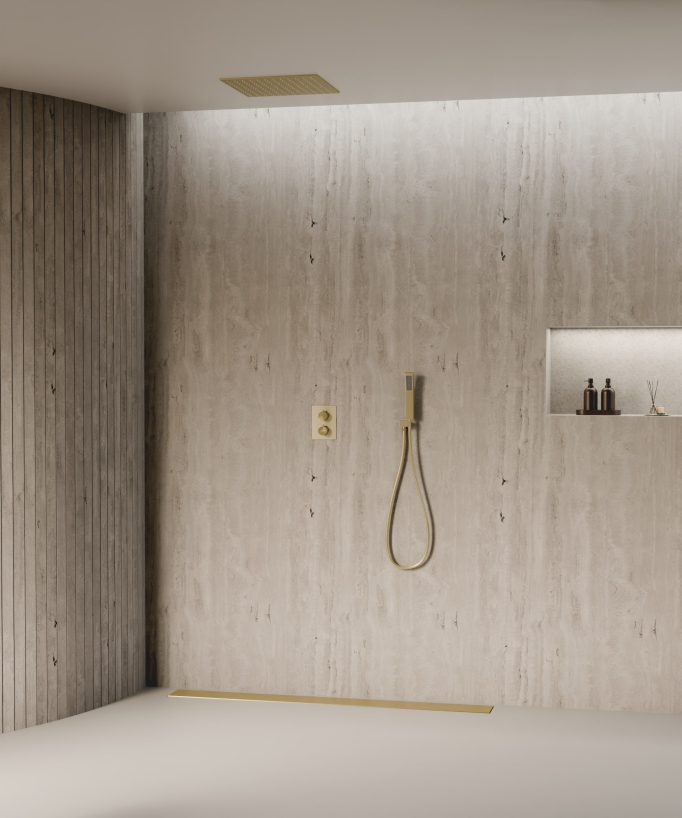 Sistema doccia termostatico a soffitto - Oro spazzolato - small