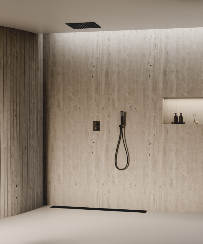 Sistema doccia termostatico a soffitto - Nero - small