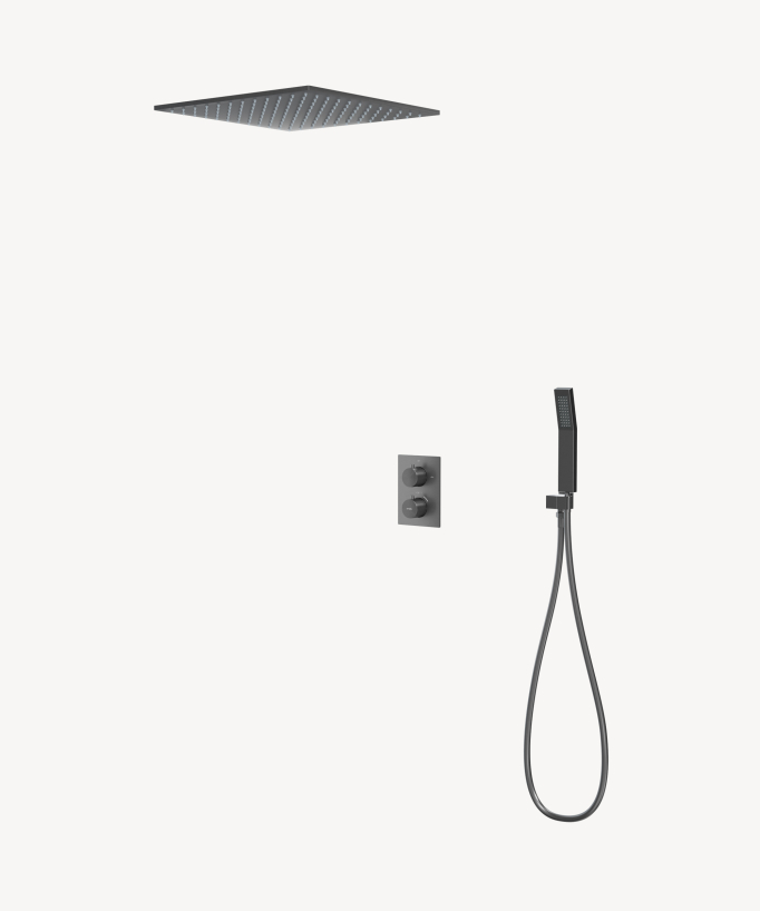 Sistema doccia termostatico a soffitto - Gun métal - small