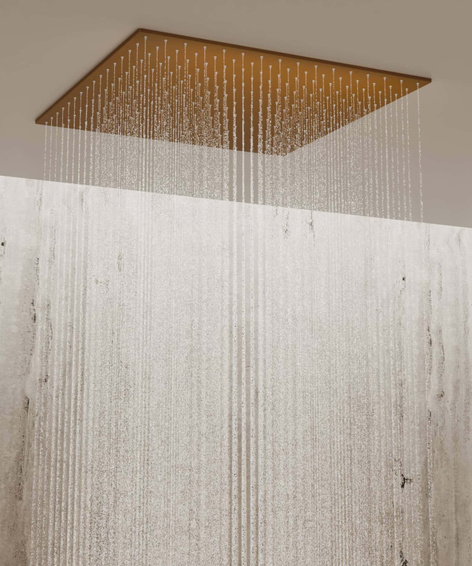 Sistema doccia termostatico a soffitto con getti nascosti 500 mm - Oro rosa spazzolato