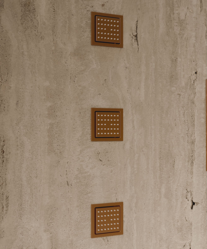 Sistema doccia termostatico a soffitto con getti nascosti 500 mm - Oro rosa spazzolato