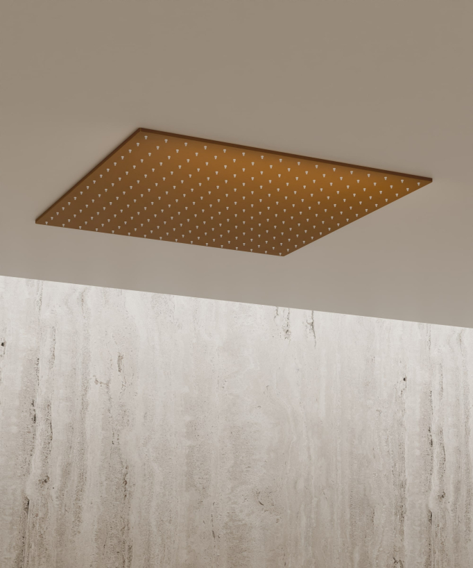 Sistema doccia termostatico a soffitto con getti nascosti 500 mm - Oro rosa spazzolato