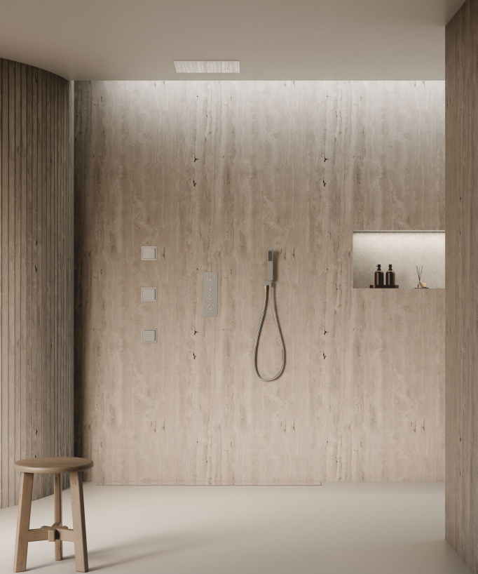 Sistema doccia termostatico a soffitto con getti nascosti 500 mm - Cromo