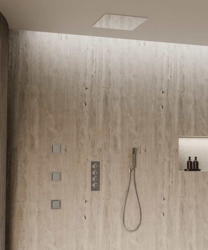 Sistema doccia termostatico a soffitto con getti nascosti 500 mm - Cromo