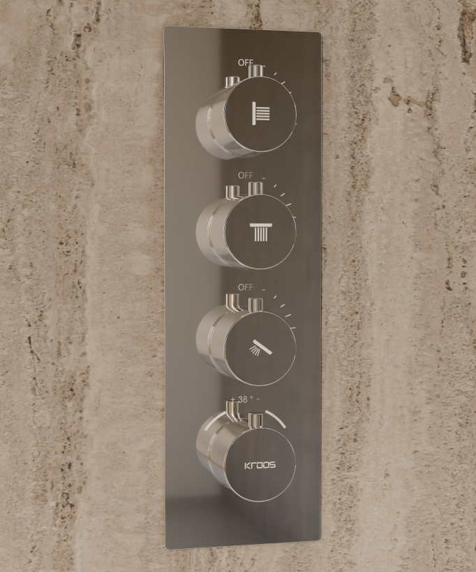 Sistema doccia termostatico a soffitto con getti nascosti 500 mm - Cromo