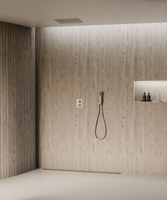 Sistema doccia termostatico a soffitto - Nickel spazzolato - small