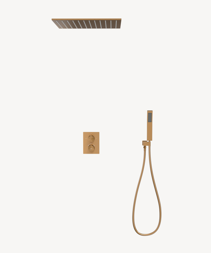 Sistema doccia termostatico a incasso soffitto Oro rosa - Sirius