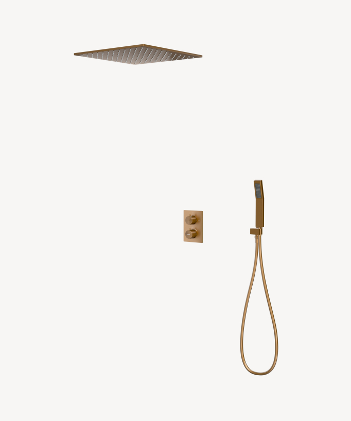 Sistema doccia termostatico a incasso soffitto Oro rosa - Sirius