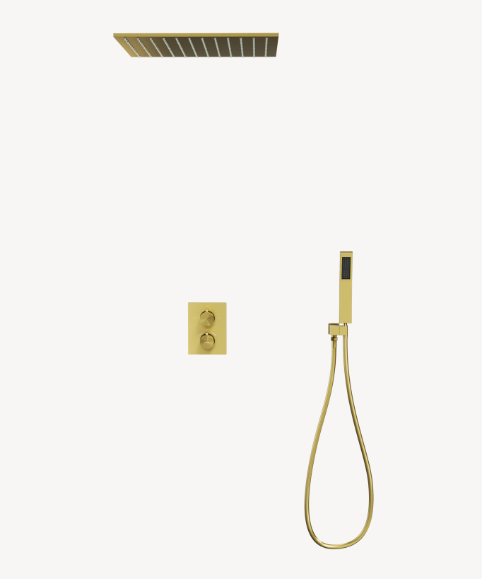 Sistema doccia termostatico a soffitto incassato Oro - Sirius