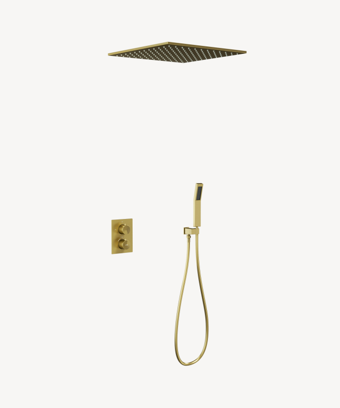 Sistema doccia termostatico a soffitto incassato Oro - Sirius