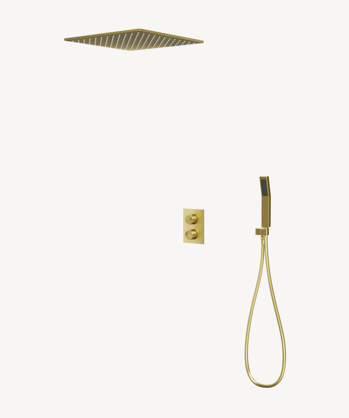 Sistema doccia termostatico a soffitto incassato Oro - Sirius