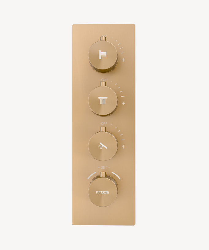 Cielo doccia termostatico incassato soffitto 500 mm, 3 getti corpo Oro rosa - Sirius