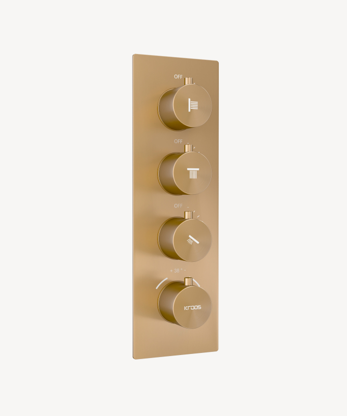 Cielo doccia termostatico incassato soffitto 500 mm, 3 getti corpo Oro rosa - Sirius