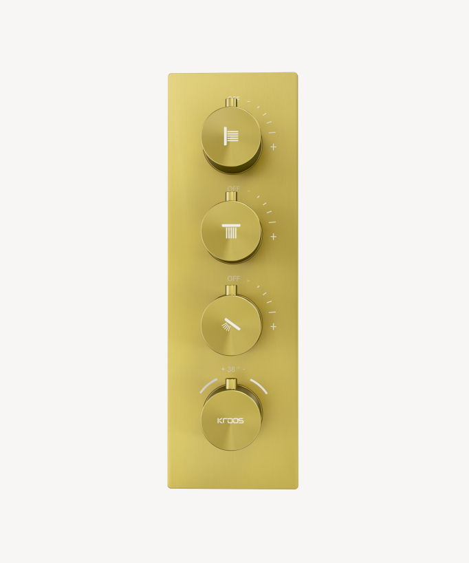 Cielo doccia termostatico incassato soffitto 500 mm, 3 getti corpo Oro - Sirius