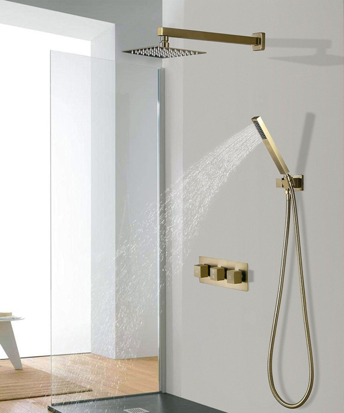 Gruppo doccia, miscelatore a 3 maniglie Oro spazzolato - Sirius