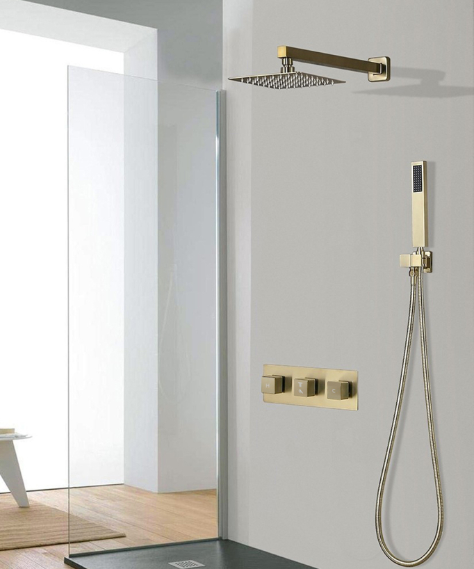 Gruppo doccia, miscelatore a 3 maniglie Oro spazzolato - Sirius