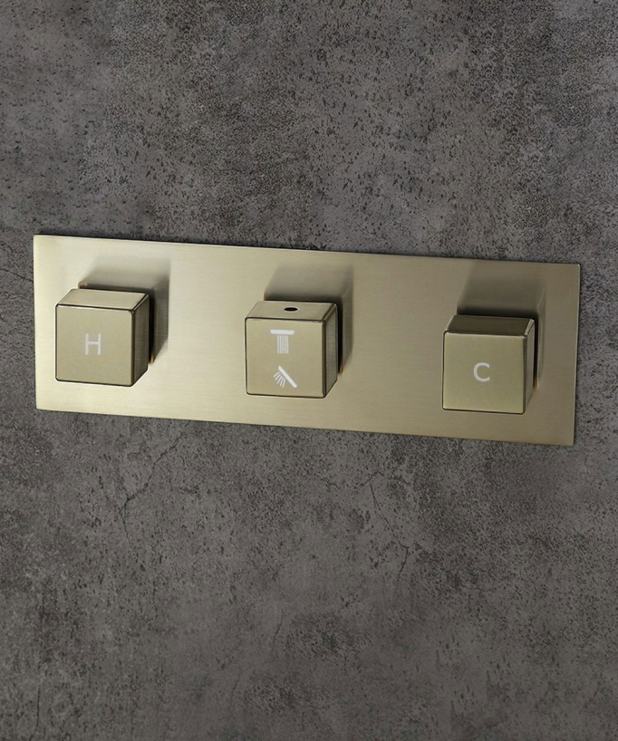 Gruppo doccia, miscelatore a 3 maniglie Oro spazzolato - Sirius