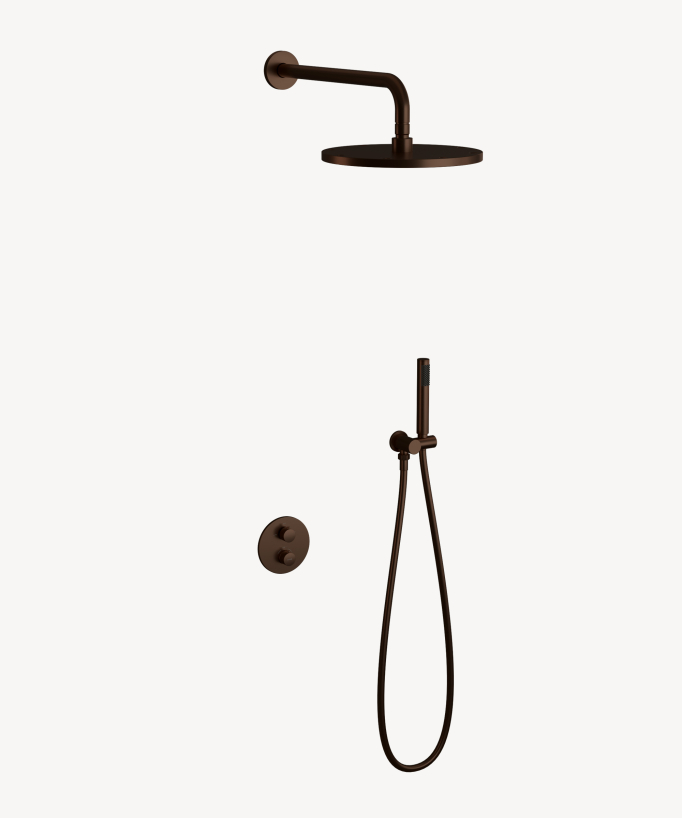 Colonna doccia incassata termostatica soffione effetto pioggia anticalcare Moka spazzolato - Corbeau