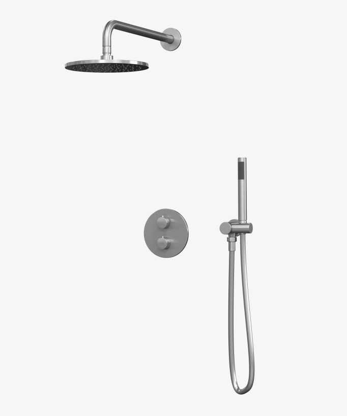 Pacchetto doccia termostatico in nichel spazzolato - Corbeau - small