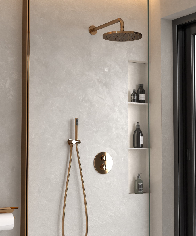 Pacchetto doccia termostatico oro rosa - Corbeau - small