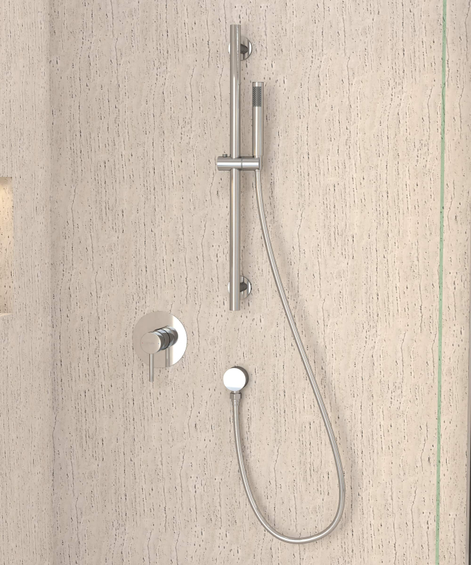 Miscelatore da incasso per doccia con asta e doccetta Cromo - Corbeau - small