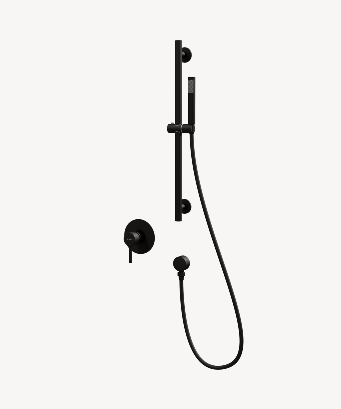 Miscelatore da incasso per doccia con barra e doccetta Nero - Corbeau - small