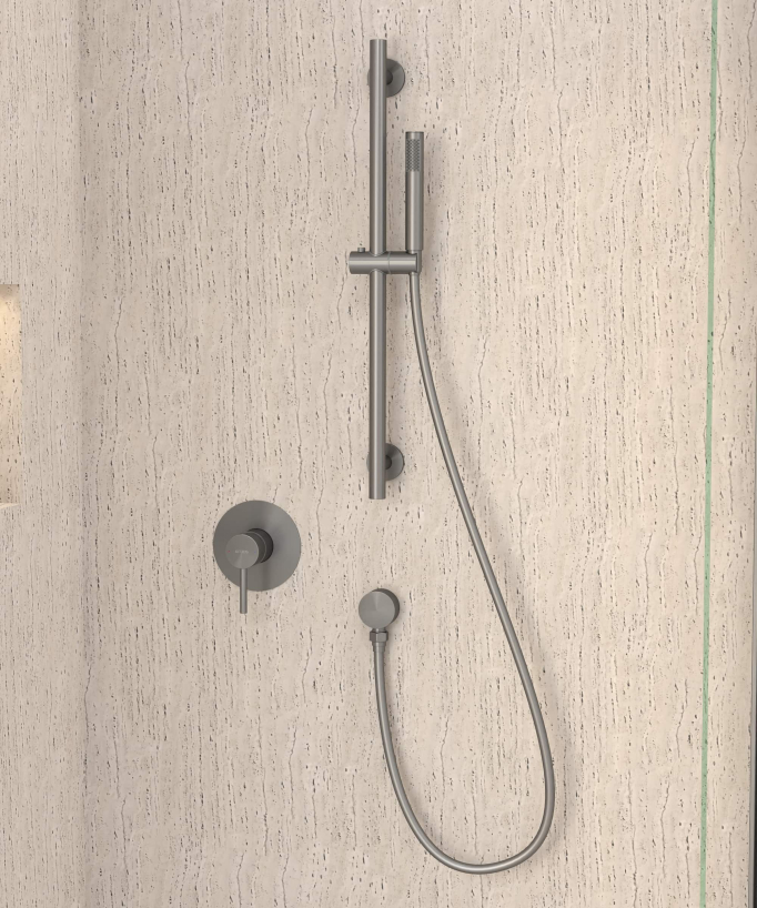 Miscelatore da incasso per doccia con barra e doccetta in metallo canna di fucile - Corbeau - small