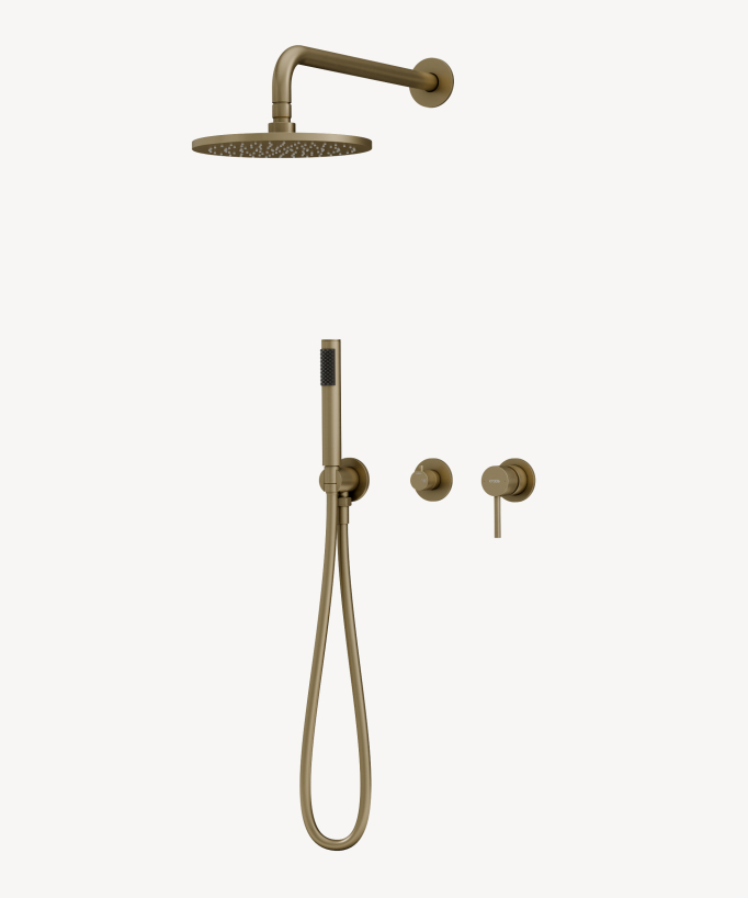 Colonne de douche encastrée  3 trous Doré brossé - Corbeau