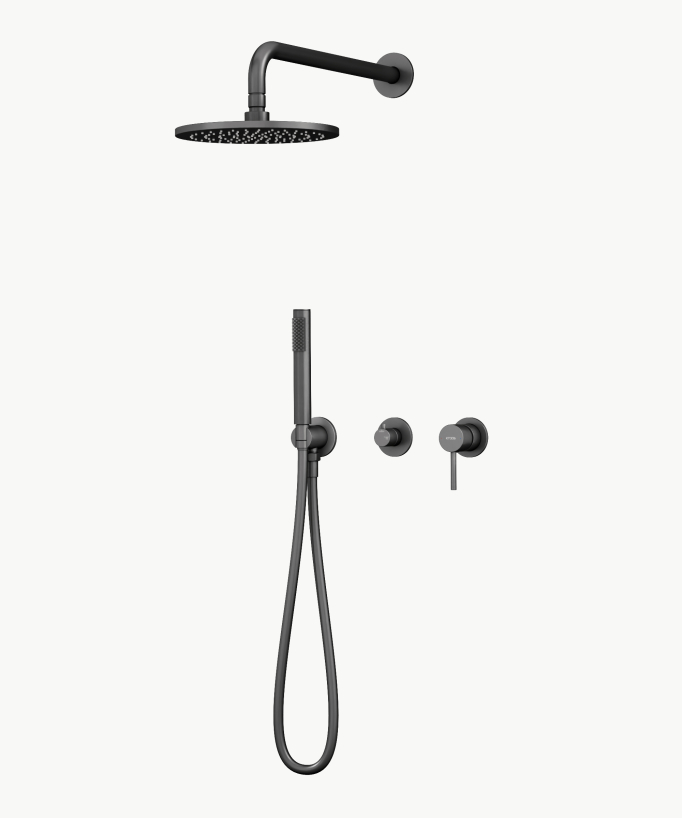 Colonne de douche encastrée 3 trous Gun métal - Corbeau - small