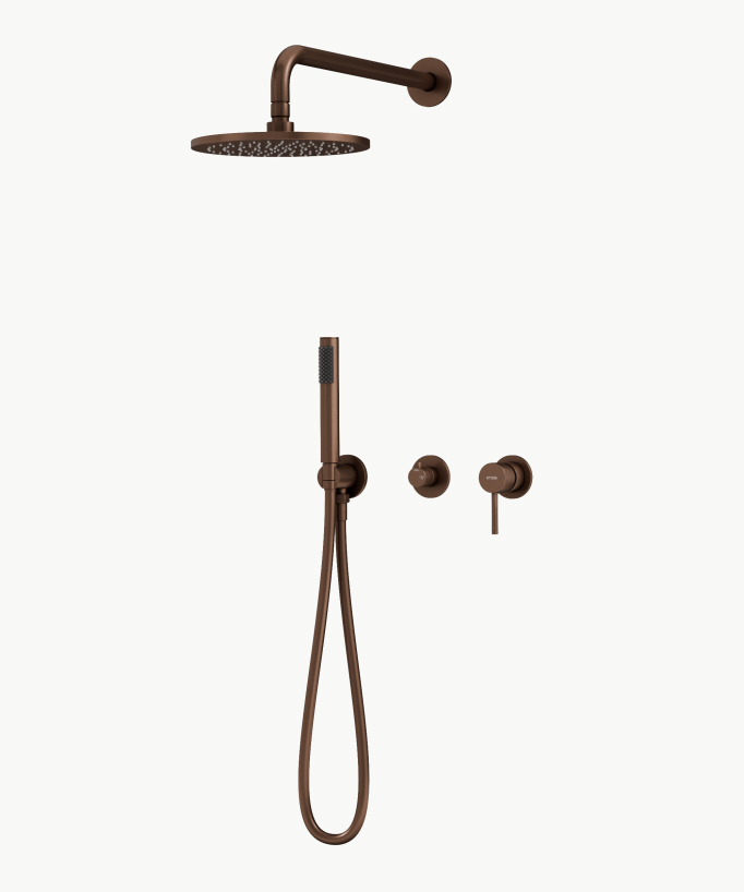 Colonna doccia da incasso 3 fori oro rosa spazzolato – Corbeau - small