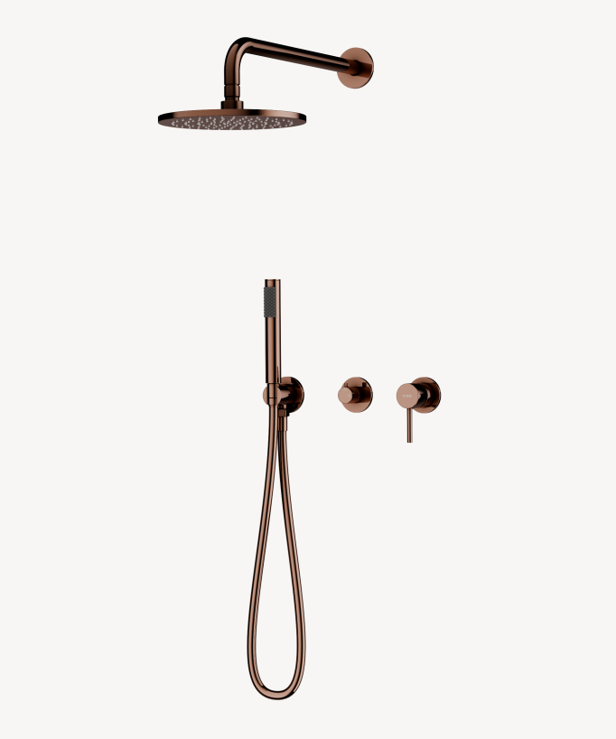 Colonne de douche encastrée 3 trous Or rose - Corbeau - small