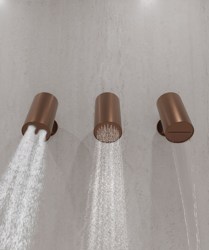 Set miscelatore termostatico multi-spray con soffione orientabile Oro rosa spazzolato - Corbeau