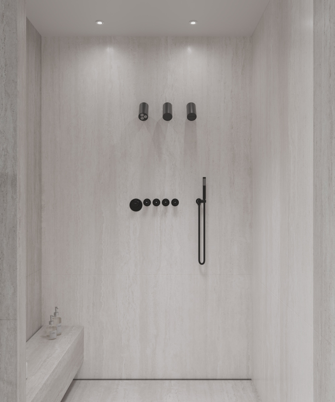 Set miscelatore termostatico multi-spray con soffione orientabile Nero - Corbeau