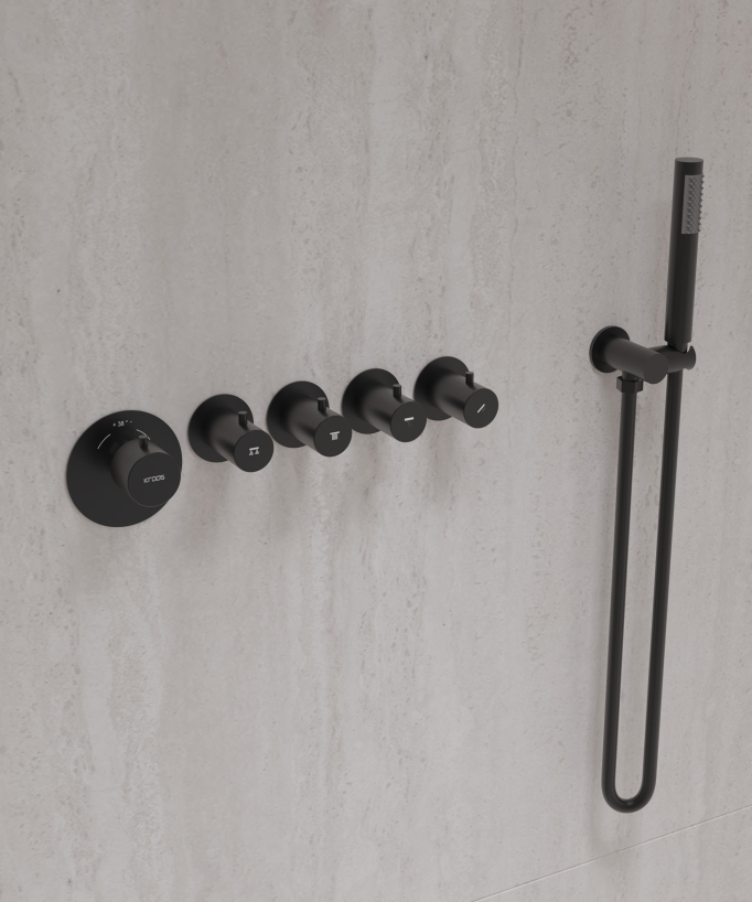 Set miscelatore termostatico multi-spray con soffione orientabile Nero - Corbeau