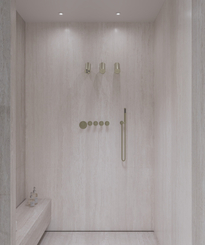 Set miscelatore termostatico multi-spray con soffione orientabile Oro spazzolato - Corbeau