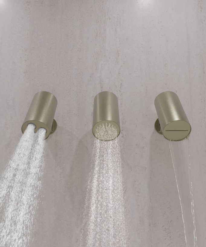 Set miscelatore termostatico multi-spray con soffione orientabile Oro spazzolato - Corbeau