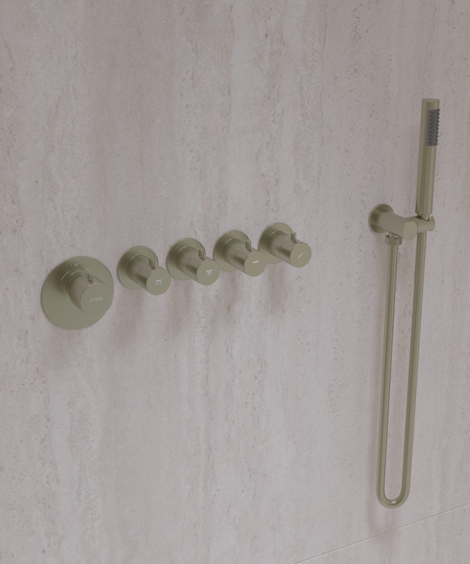 Set miscelatore termostatico multi-spray con soffione orientabile Oro spazzolato - Corbeau